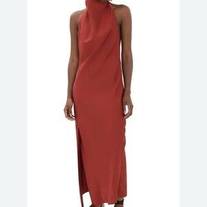 Rohe Red Silk Halter Midi Dress